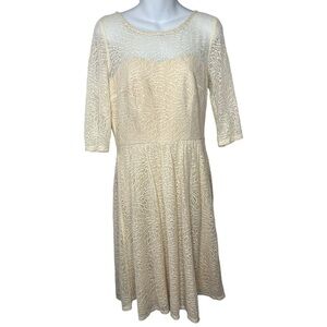 NWT Sangria Ivory Taupe Lace Fit & Flare Cocktail Dress
